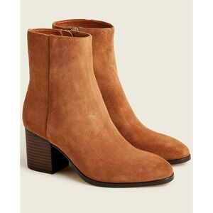 J.Crew Sadie Suede Ankle Boots Brown 3" Stacked Heel Booties Women's 8 $248